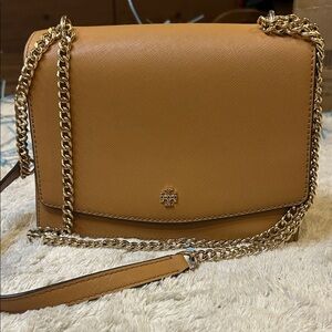 Tory Burch Camel Leather Crossbody Bag